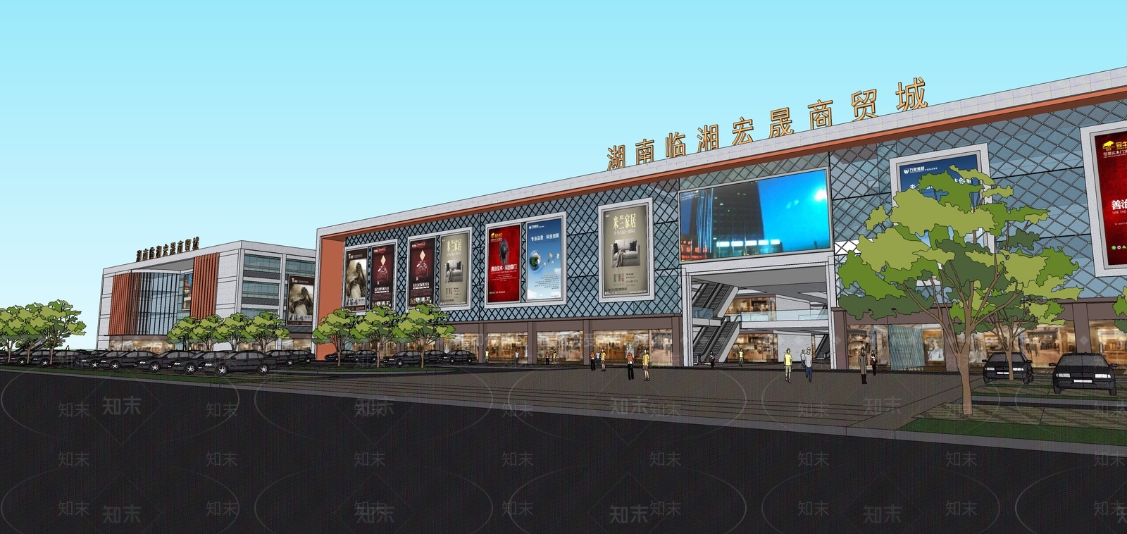 商场建筑SU模型精品下载_SketchUp模型_知末网