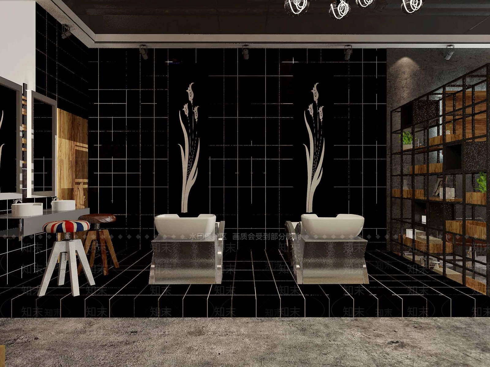 工业风美发店3D模型下载【ID:374781477】