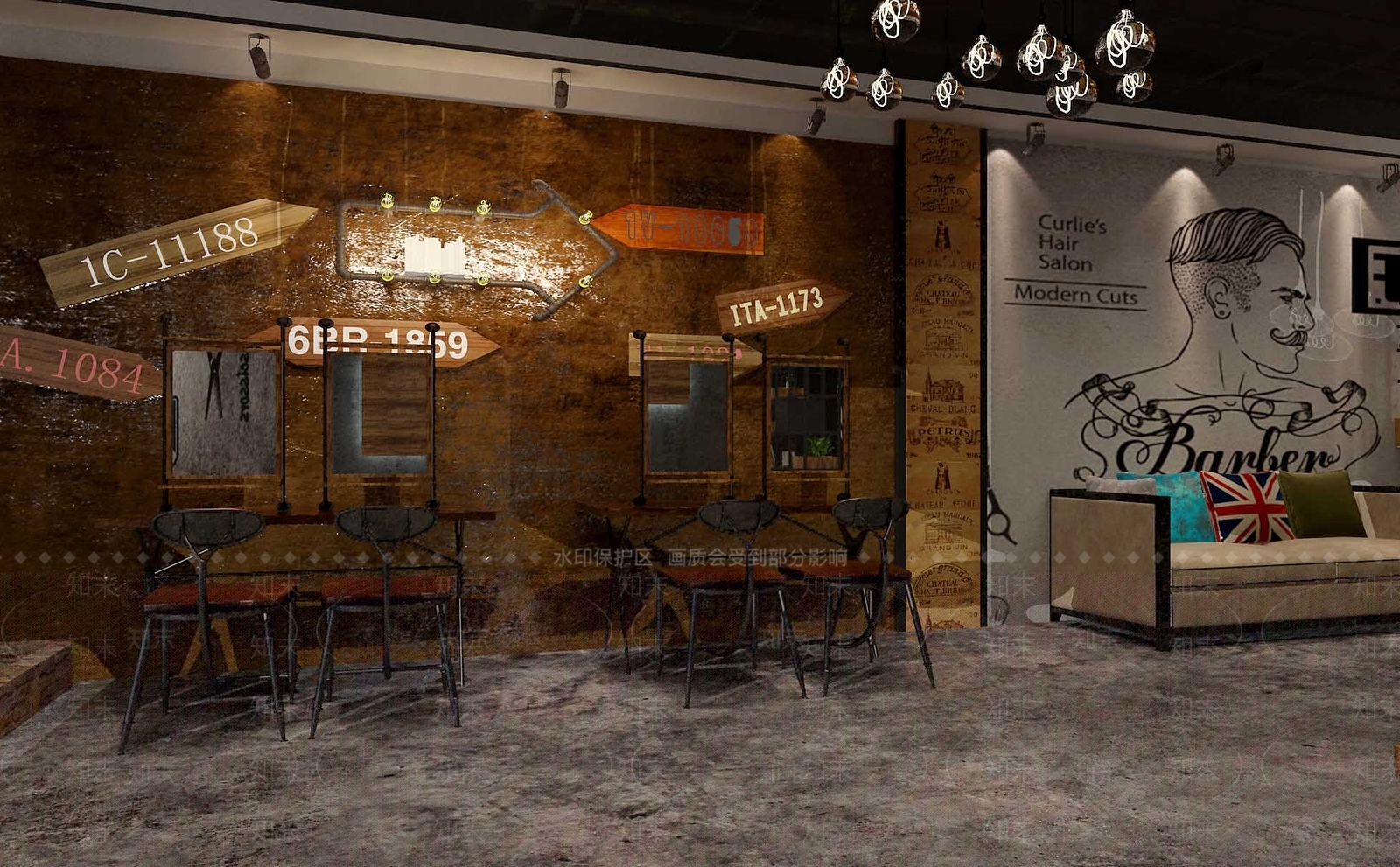 工业风美发店3D模型下载【ID:374781477】