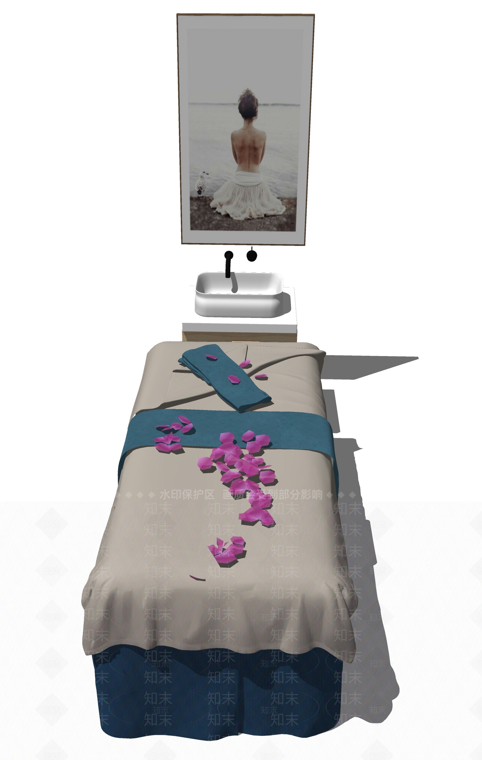 现代风格床具SU模型下载【ID:974784618】