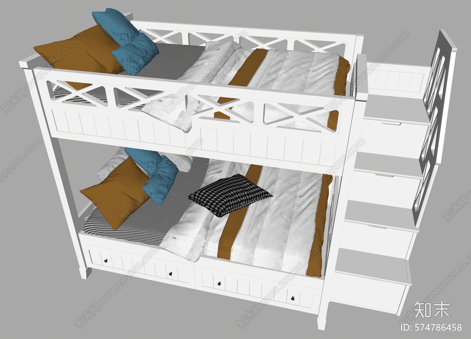 现代风格双层床SU模型下载【ID:574786458】