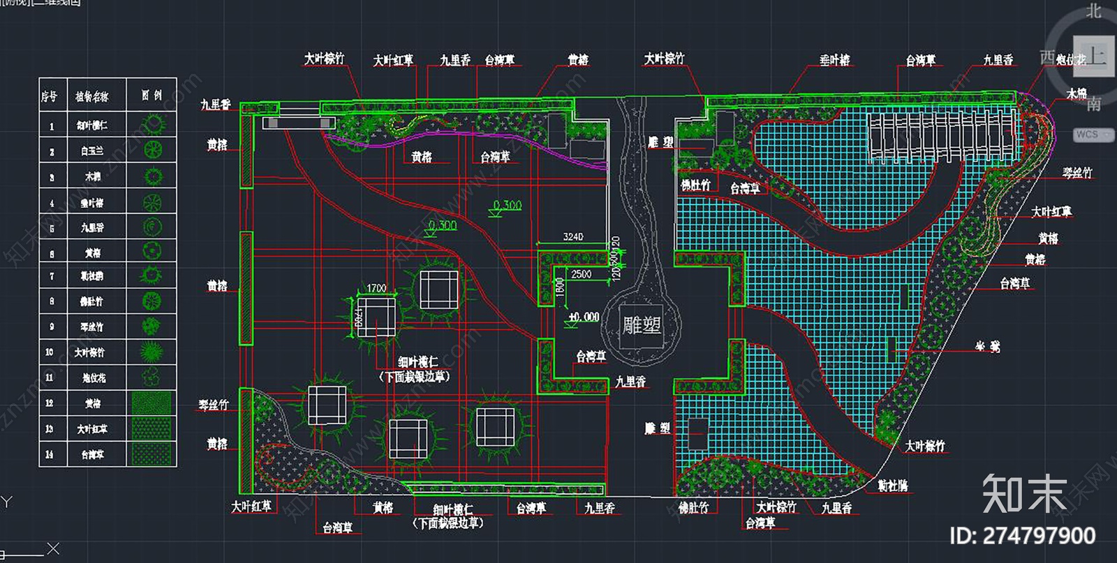 小广场绿化配置平面图施工图下载