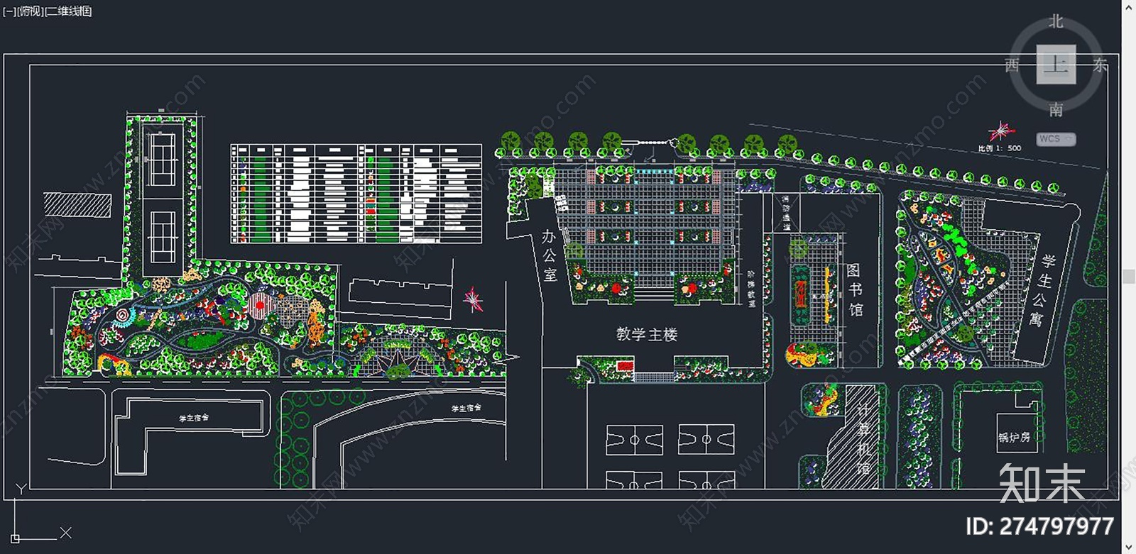 校园广场绿化设计平面图施工图下载【ID:274797977】