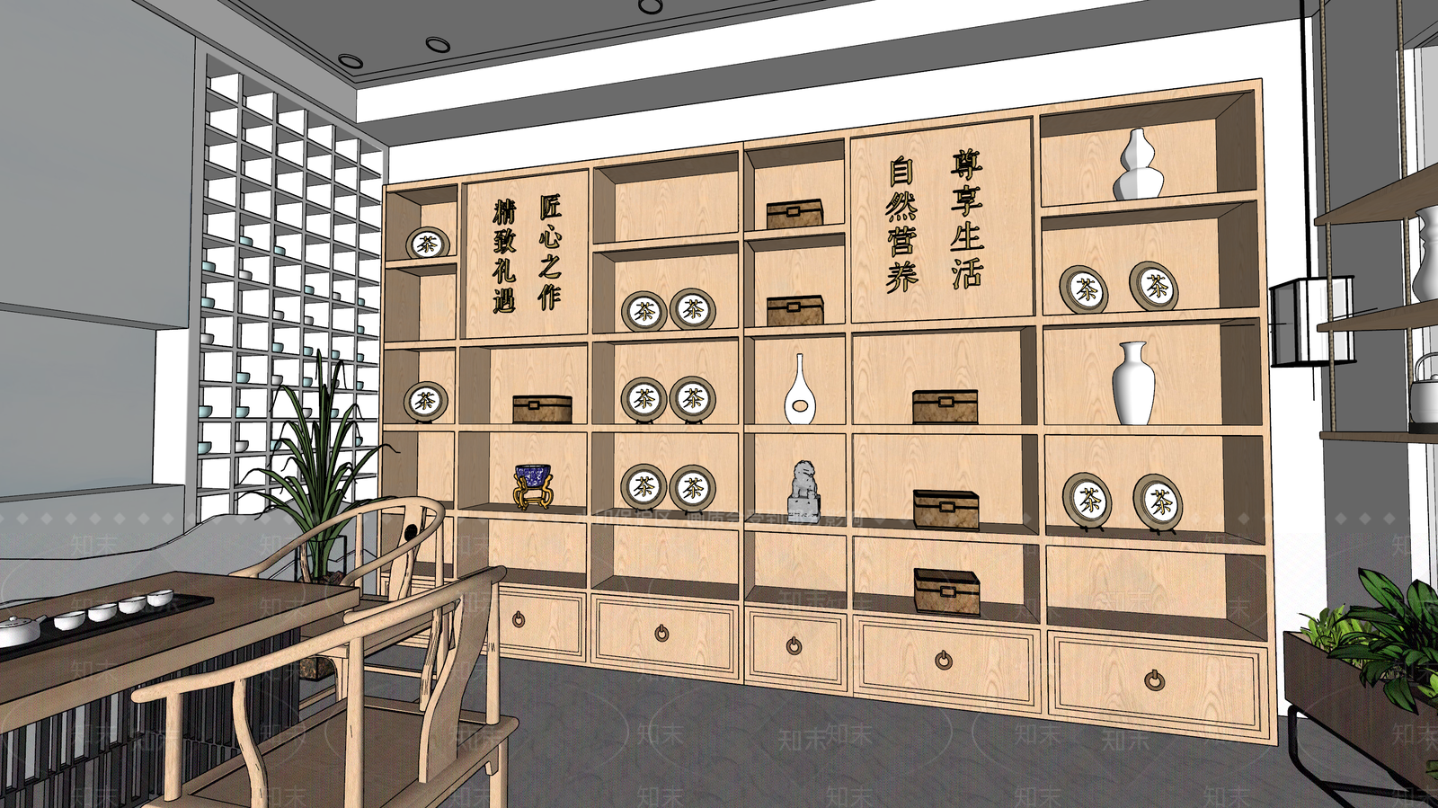新中式风格烟酒茶叶SU模型下载【ID:574803993】