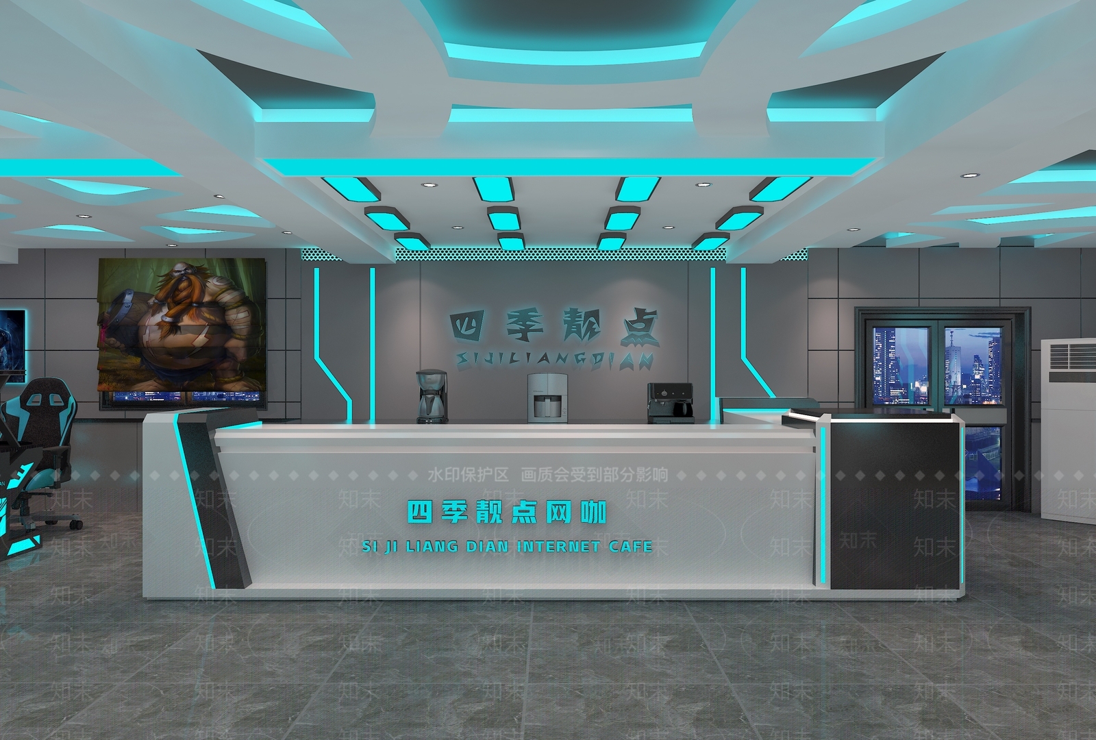 现代网咖3D模型下载【ID:974807294】