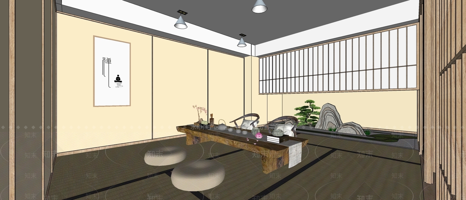 现代风格茶室SU模型下载【ID:974816326】