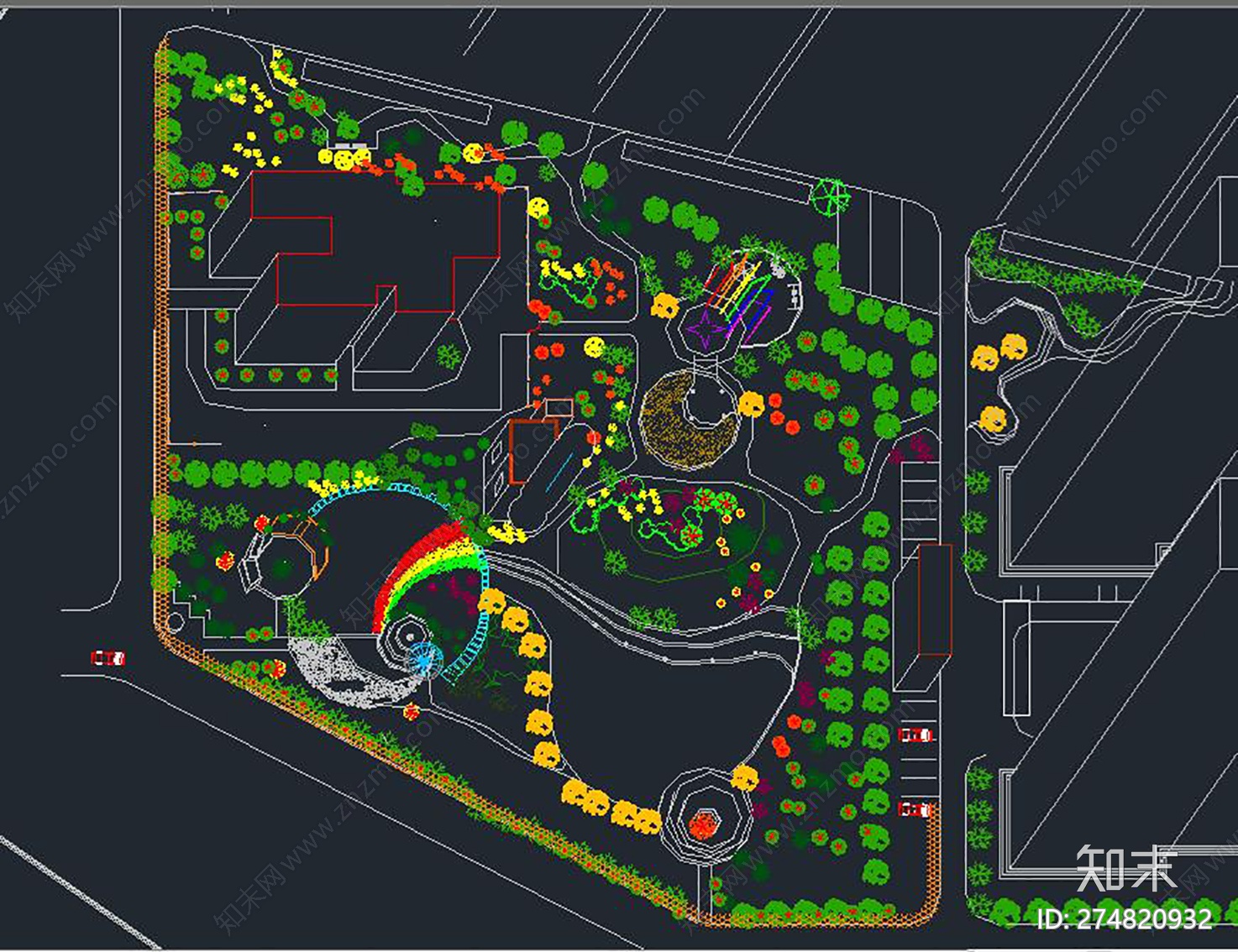 月牙广场绿地设计轴测图施工图下载