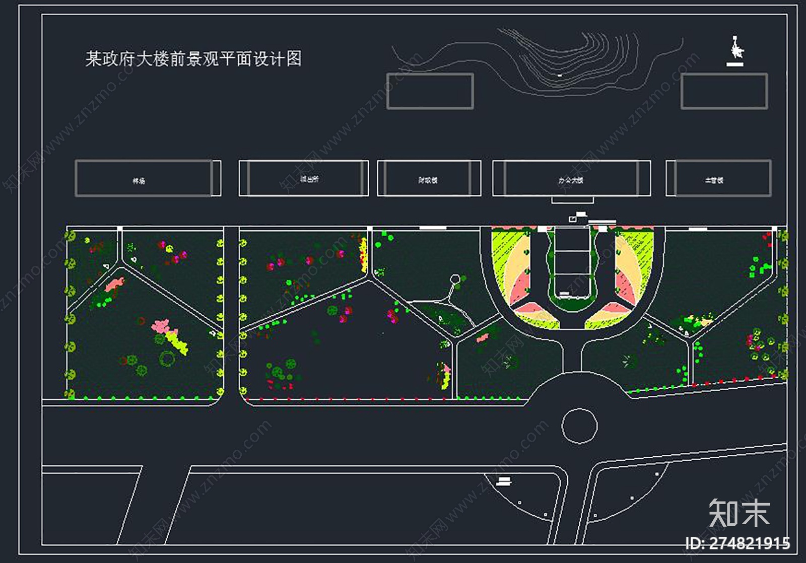 大楼前广场cad施工图下载【ID:274821915】