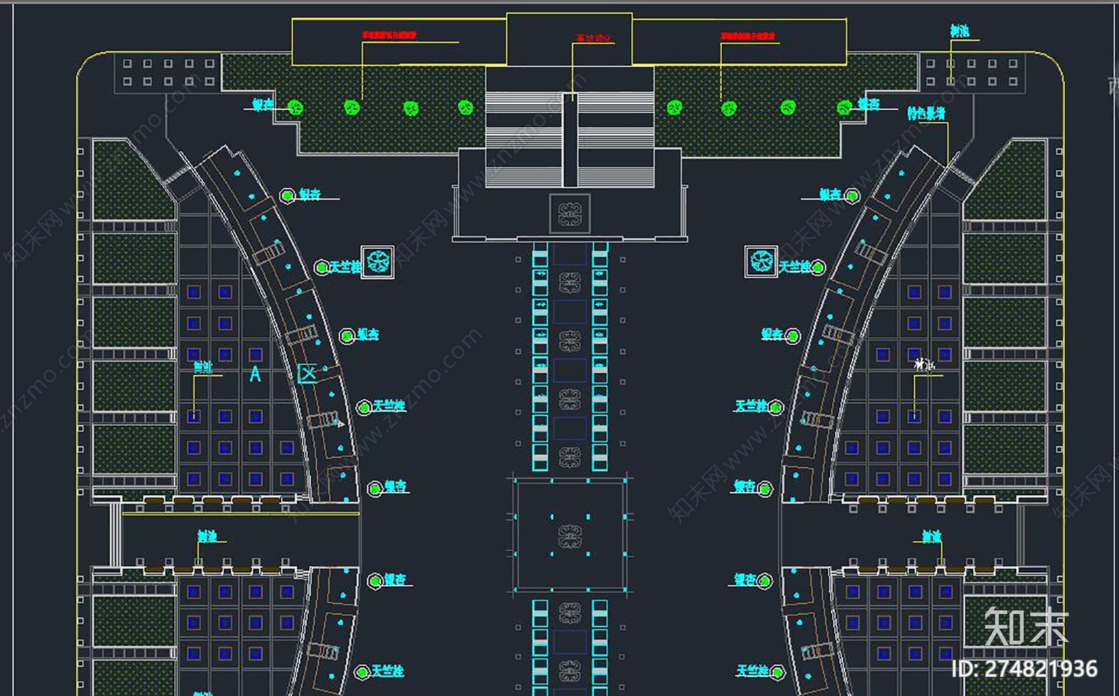 政府广场绿化规划图cad施工图下载【ID:274821936】