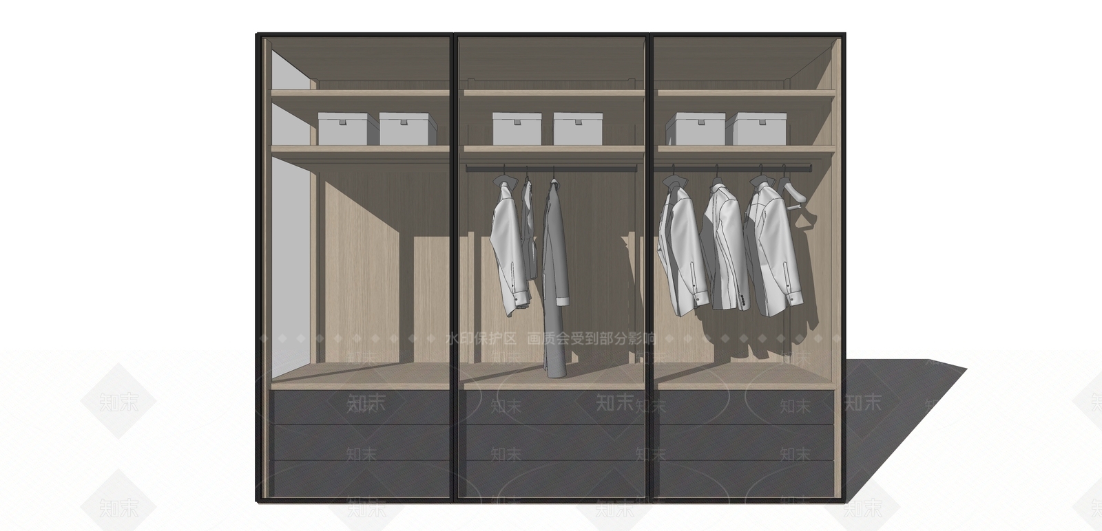 现代风格衣柜SU模型下载【ID:374845048】