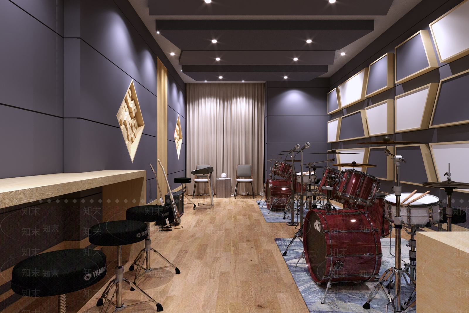 现代练鼓房3D模型下载【ID:974846900】