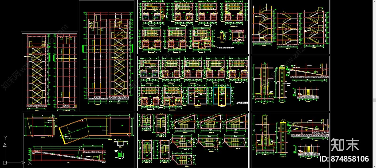 建筑常用标准楼梯图块施工图下载【ID:874858106】