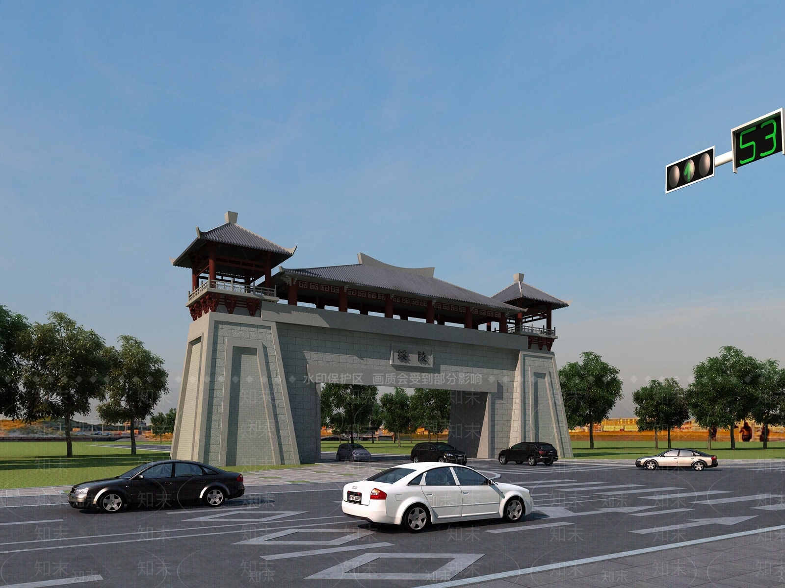 中式风格牌楼3D模型下载【ID:974864296】