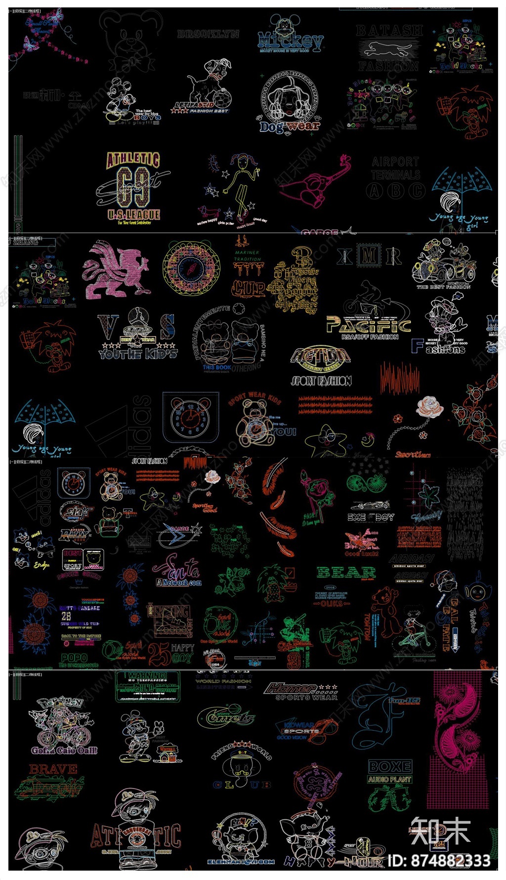 卡通图案CAD图库施工图下载【ID:874882333】