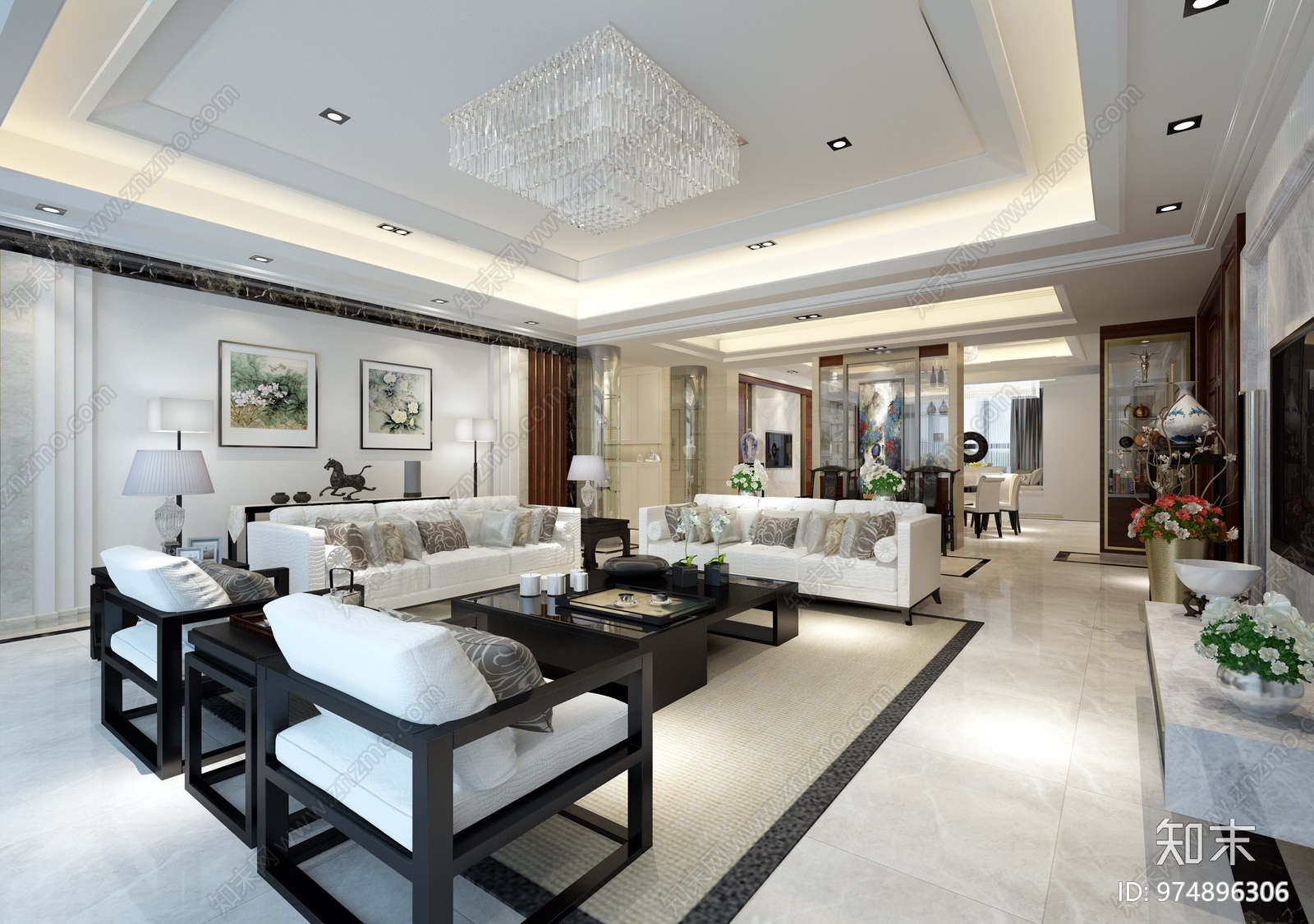 新中式家装施工图下载【ID:974896306】