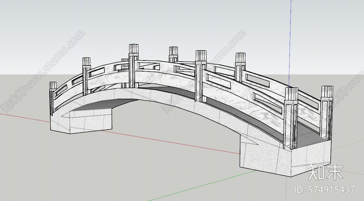 新中式风格桥SU模型下载【ID:574915437】