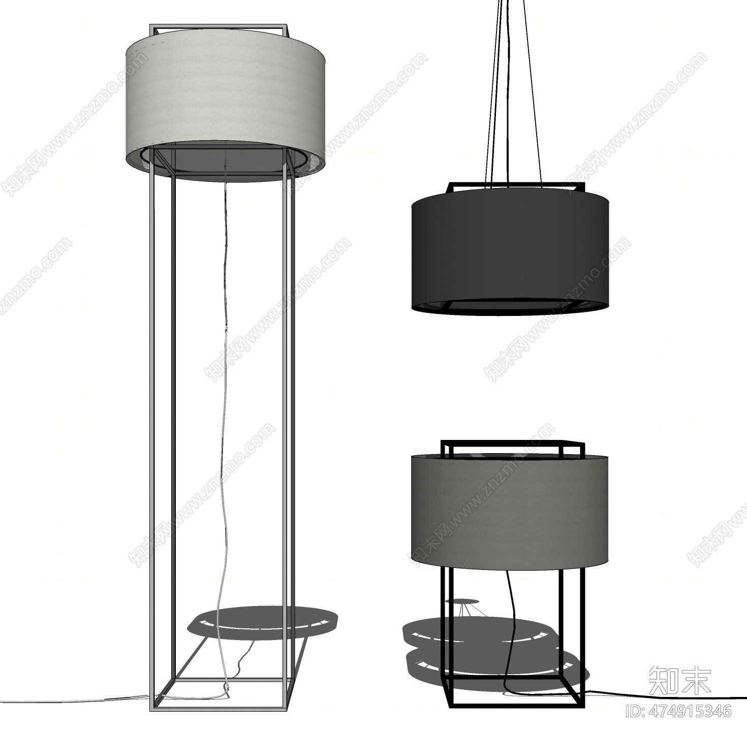 现代灯具组合SU模型下载【ID:474915346】