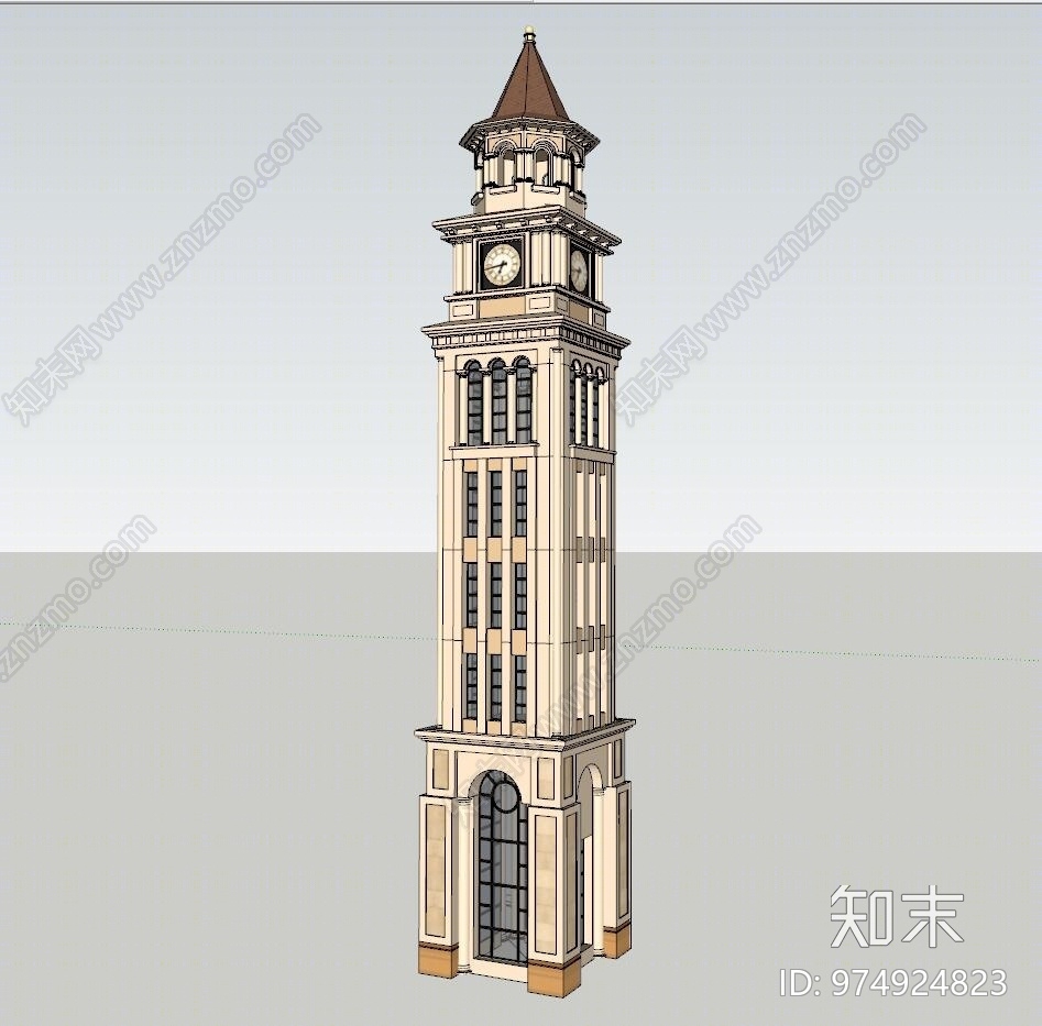 欧式风格钟楼SU模型下载【ID:974924823】