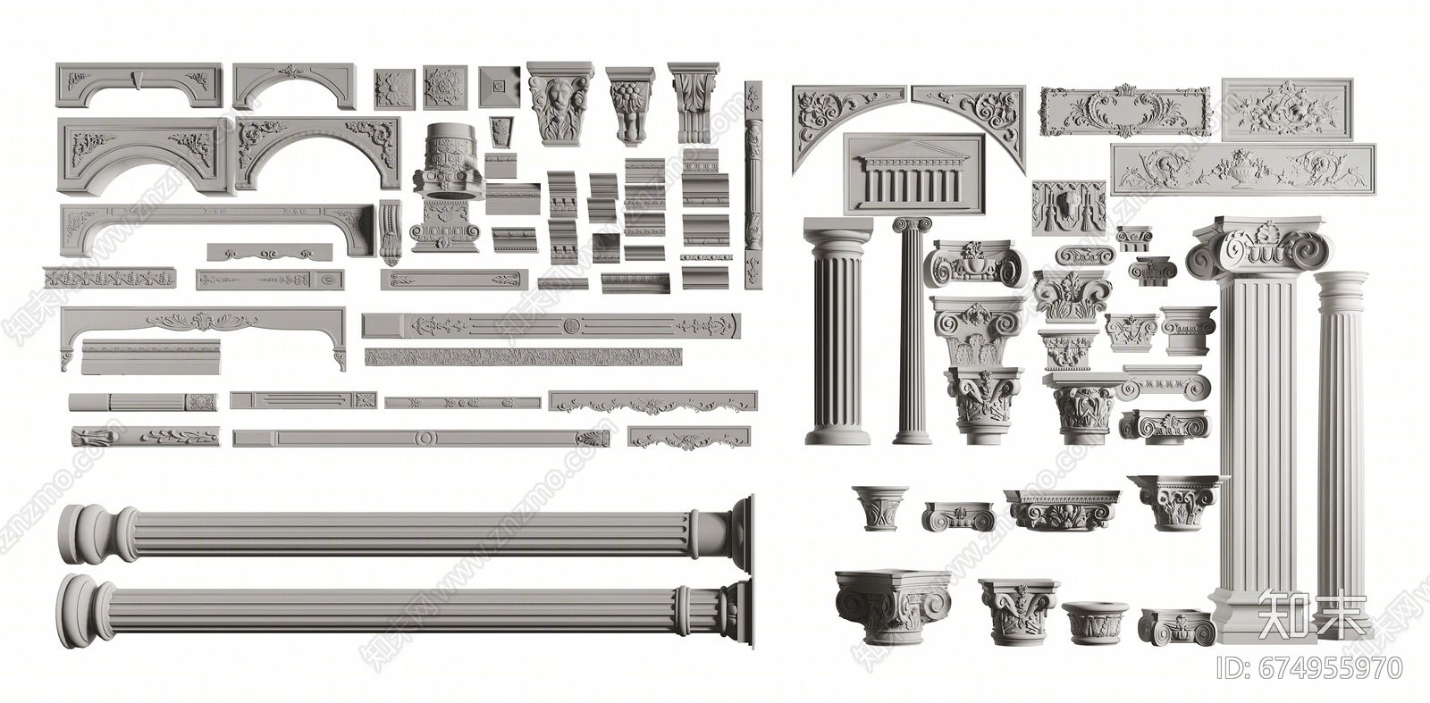 欧式古典柱子3D模型下载【ID:674955970】