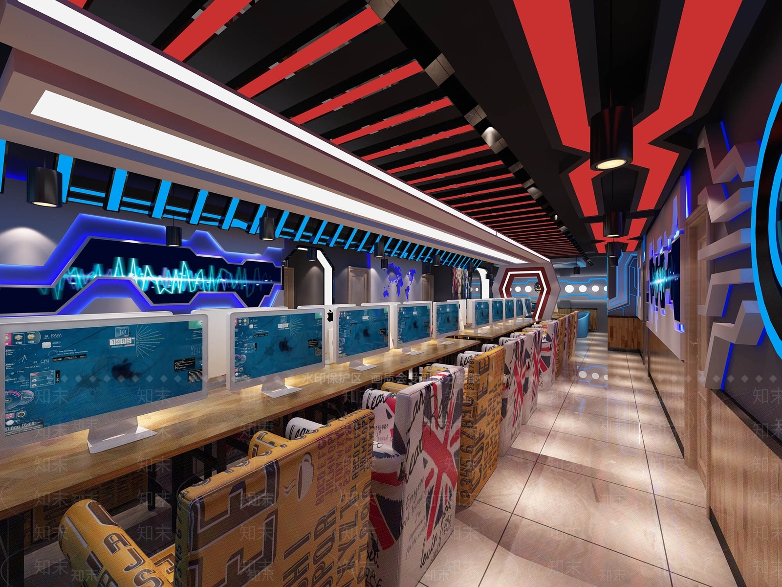 工业风网咖3D模型下载【ID:974960233】