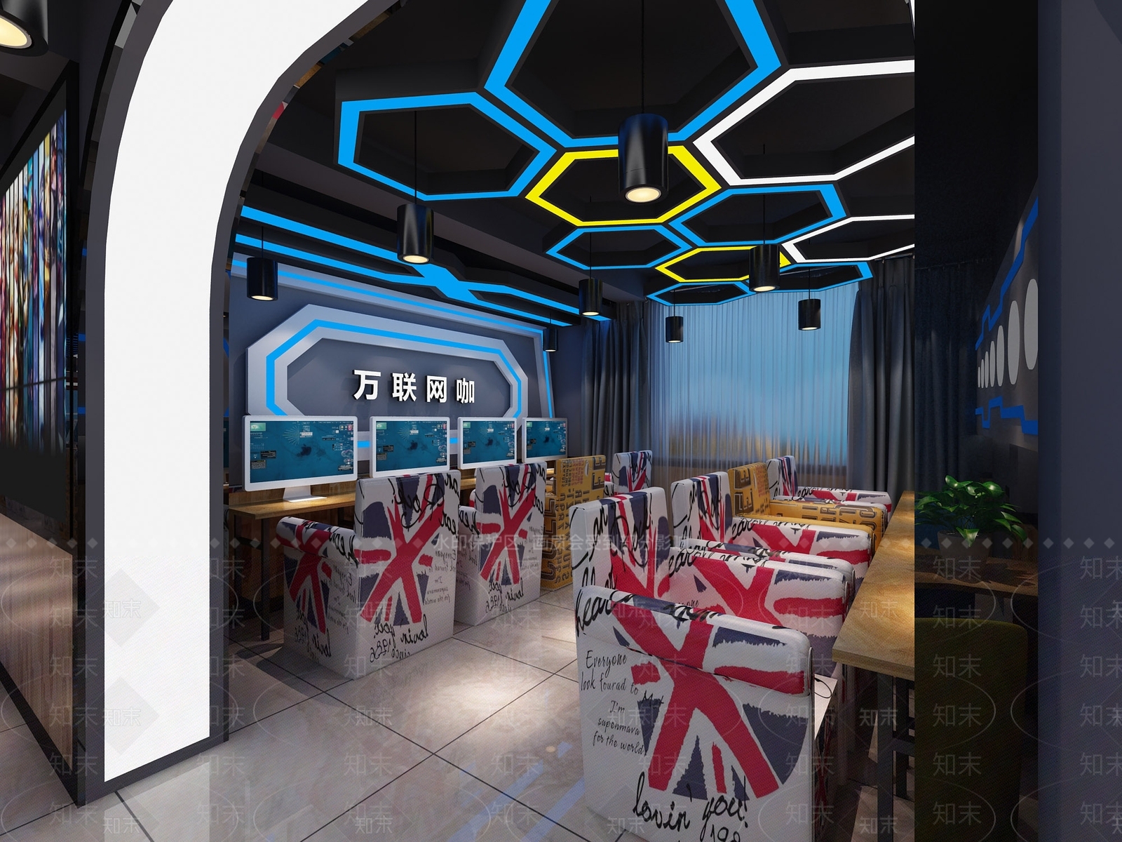 工业风网咖3D模型下载【ID:974960233】