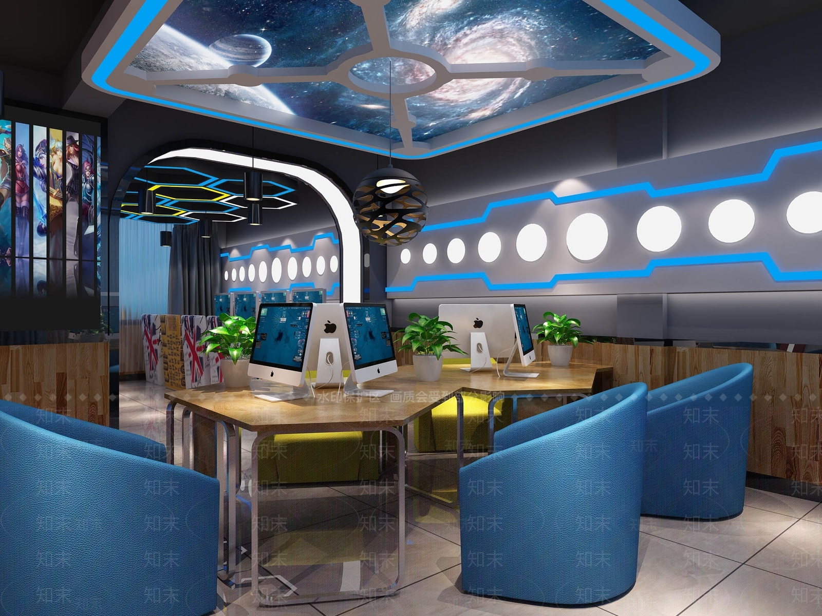 工业风网咖3D模型下载【ID:974960233】