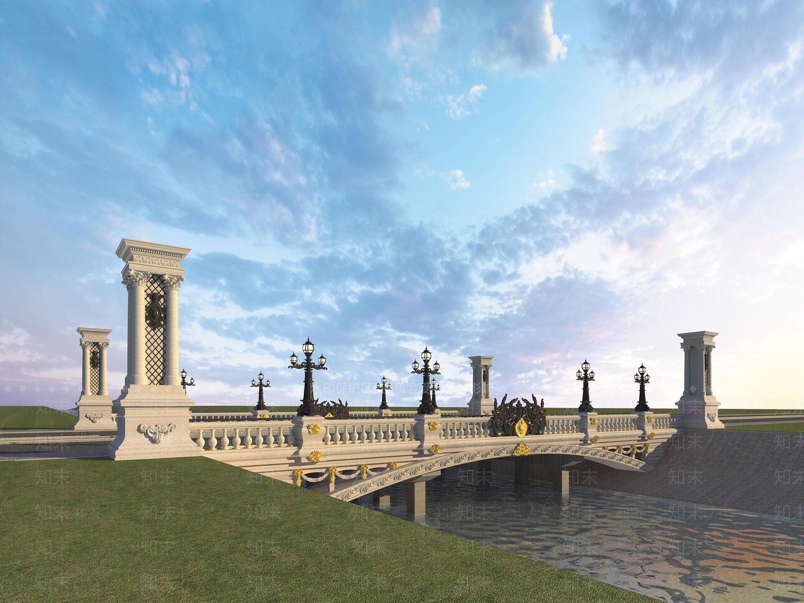 欧式古典桥3D模型下载【ID:974963143】