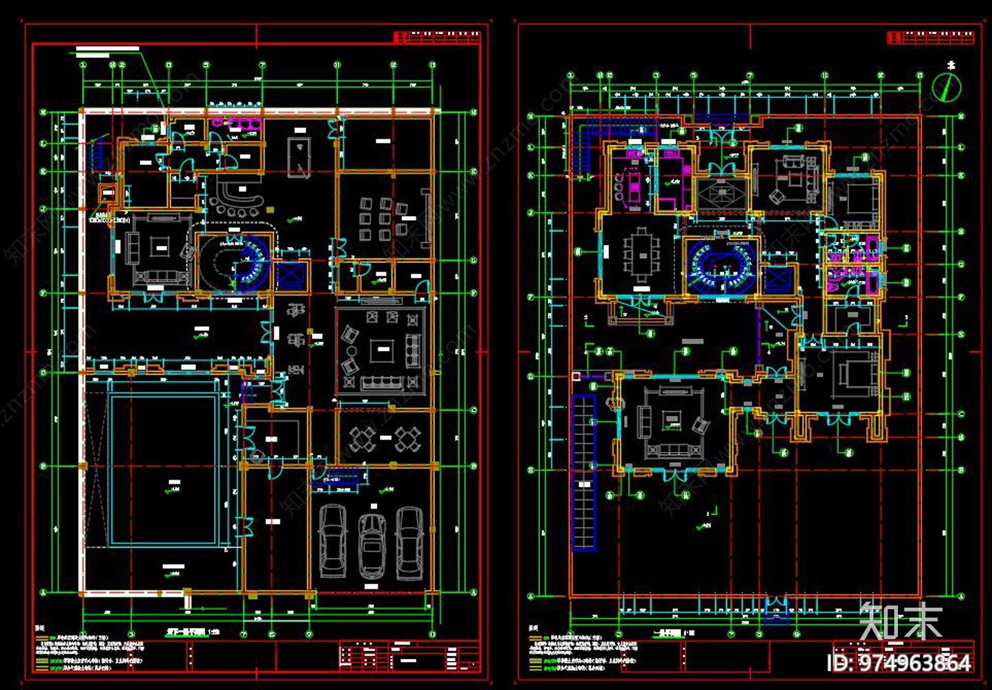 新中式风别墅建筑CAD图纸cad施工图下载【ID:974963864】