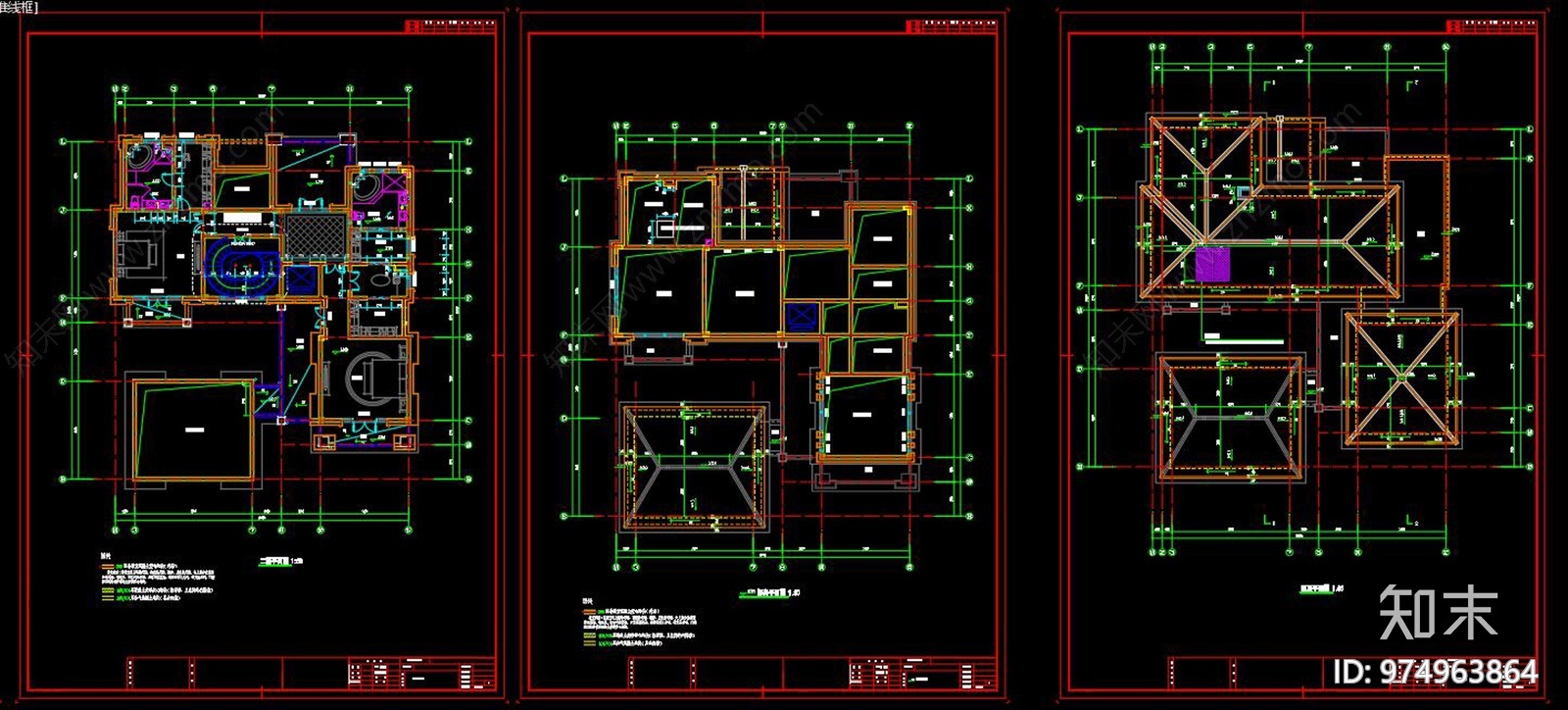 新中式风别墅建筑CAD图纸cad施工图下载【ID:974963864】