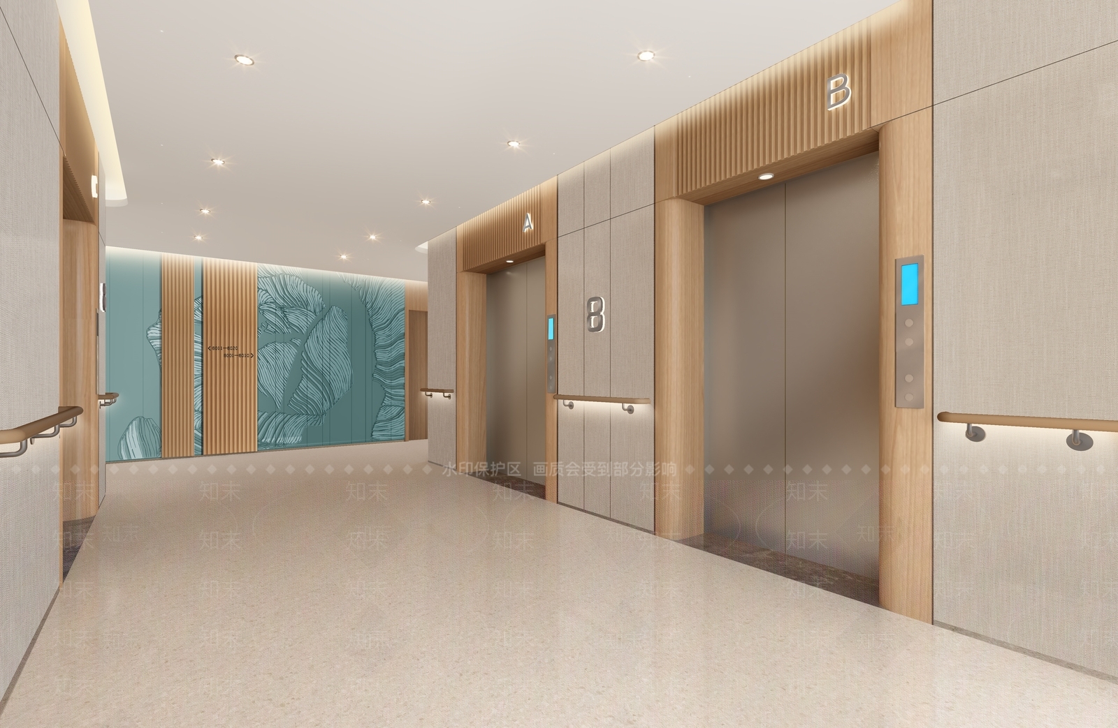 新中式风格电梯厅SU模型下载【ID:874976591】
