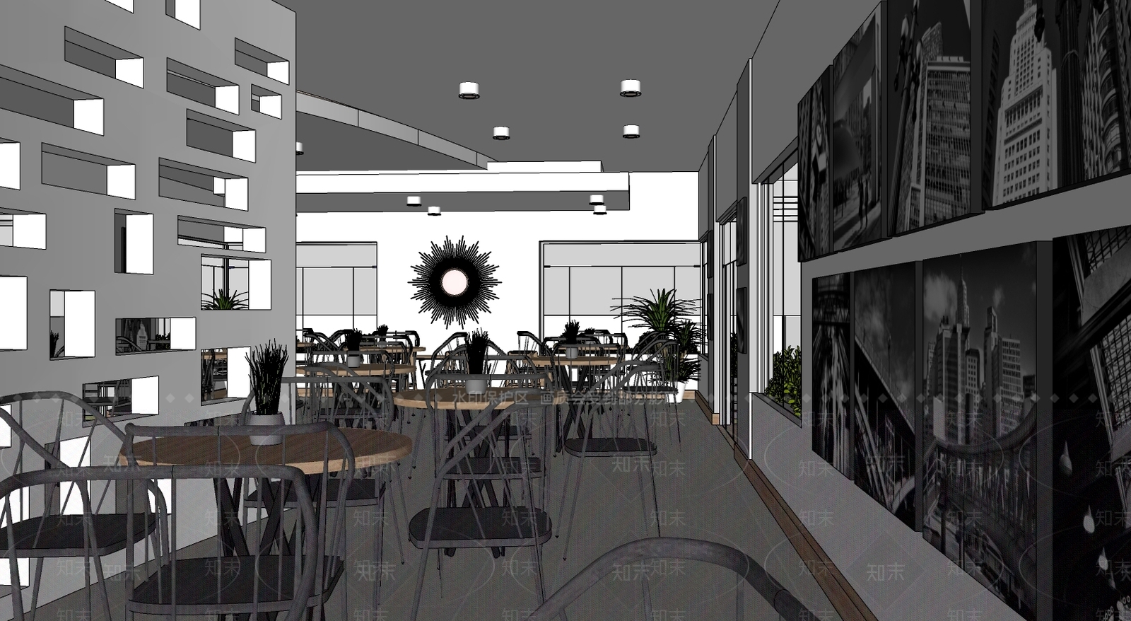 现代风格餐厅SU模型下载【ID:974979050】