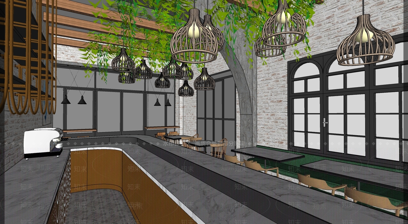 新中式风格餐厅SU模型下载【ID:974979058】