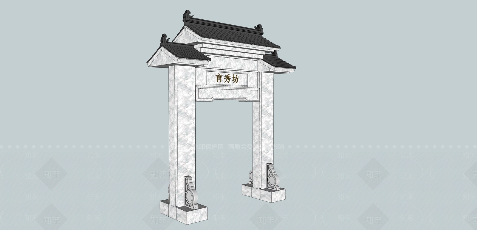 中式风格牌坊牌楼SU模型下载【ID:374992350】