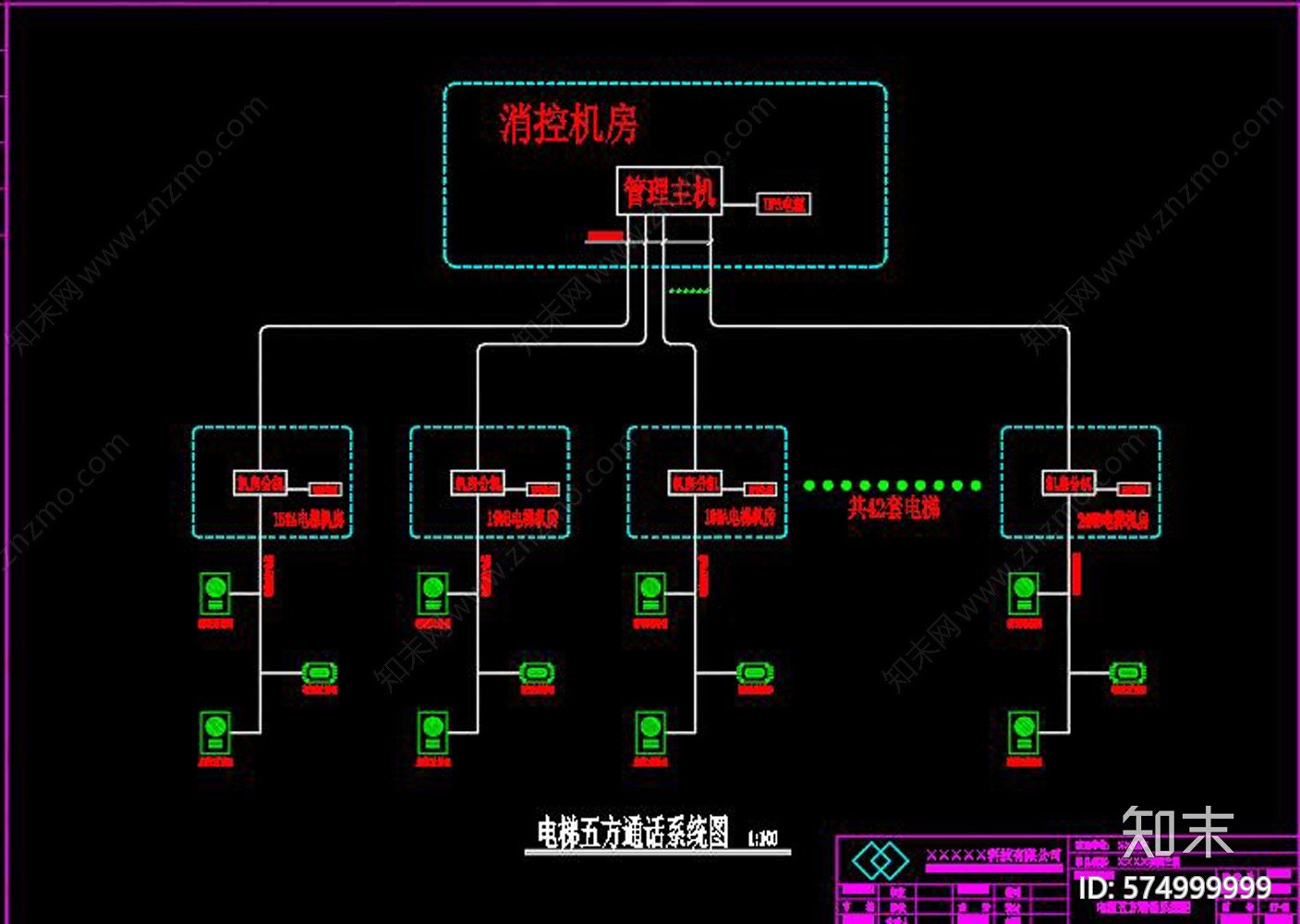 某小区弱电智能化系统cad施工图下载【ID:574999999】