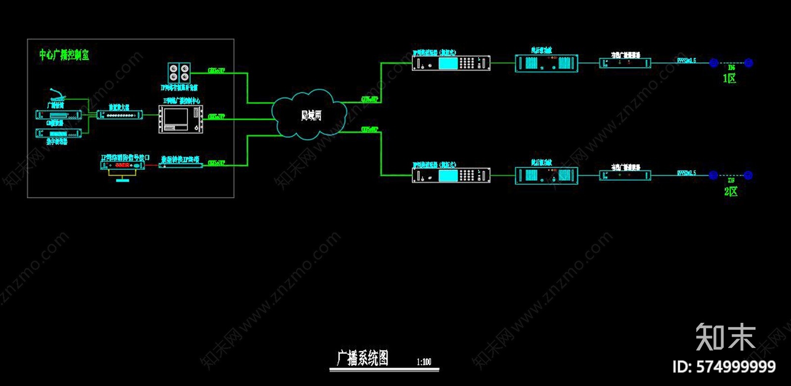 某小区弱电智能化系统cad施工图下载【ID:574999999】