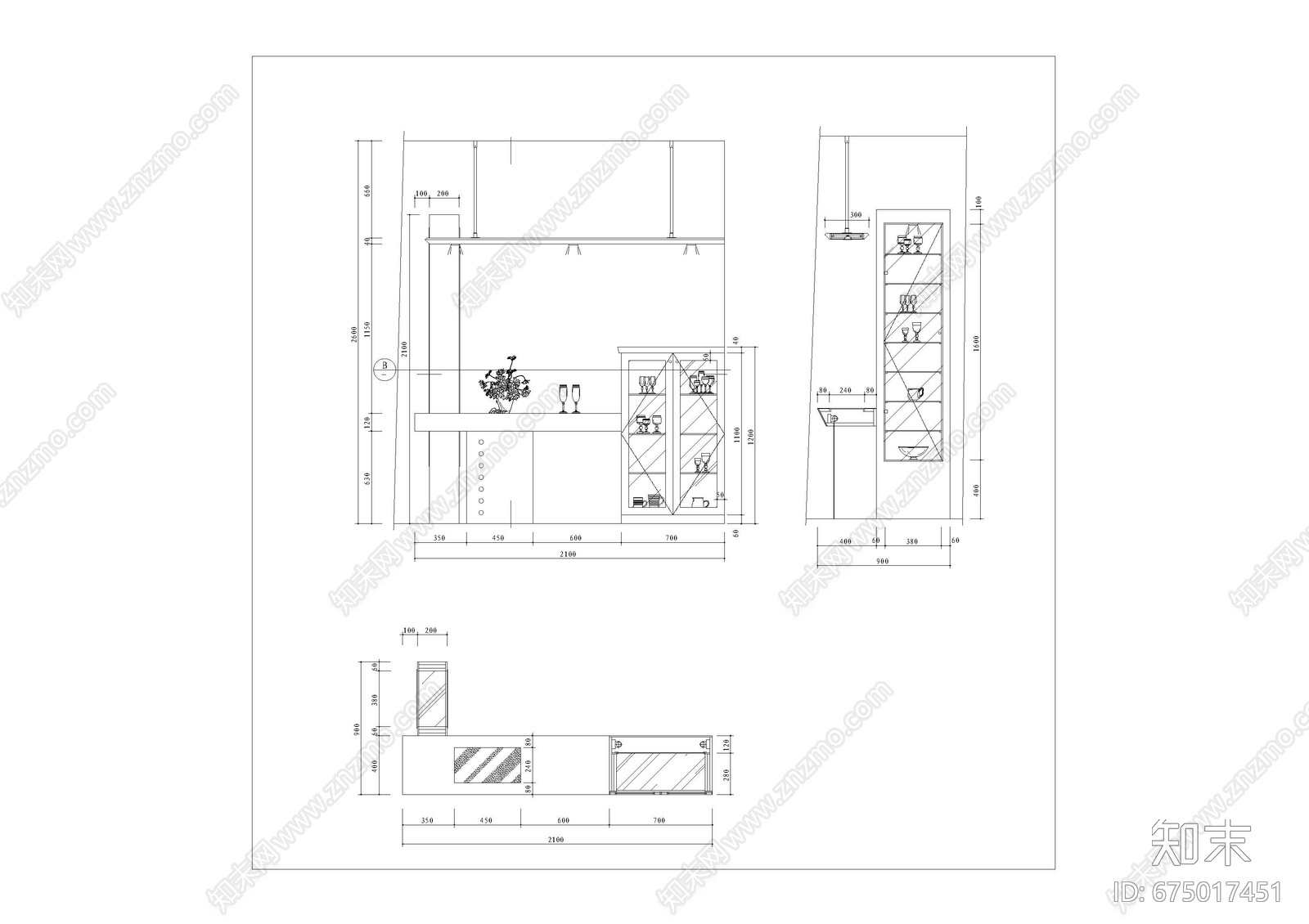 吧台详图施工图下载【ID:675017451】