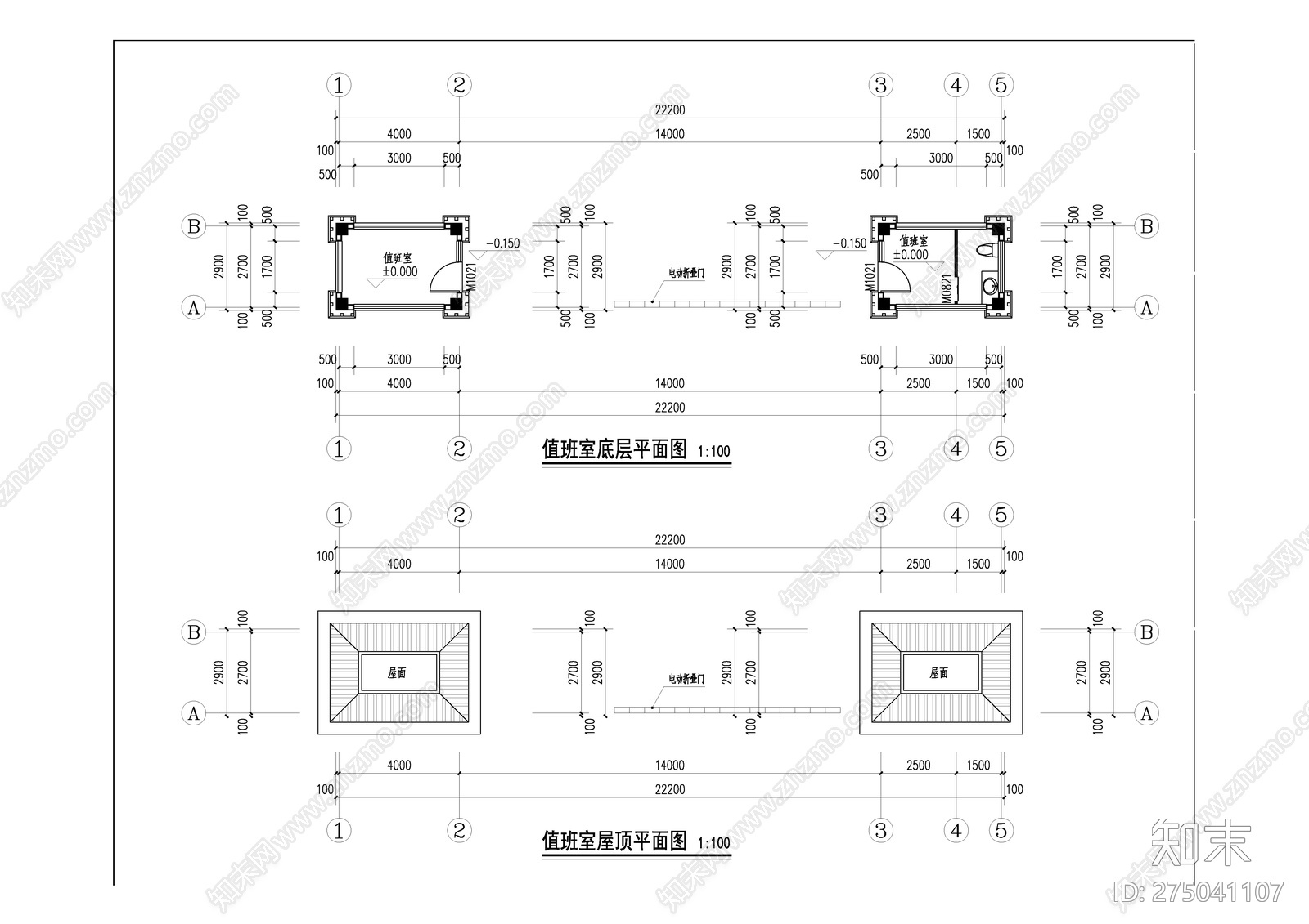 门卫值班室cad施工图下载【ID:275041107】