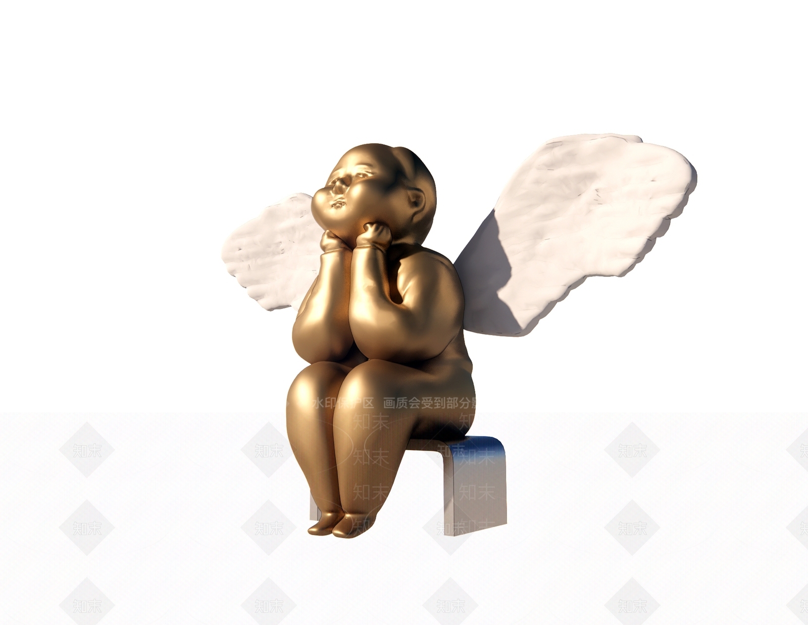 现代风格轻奢天使雕塑SU模型下载【ID:675049839】