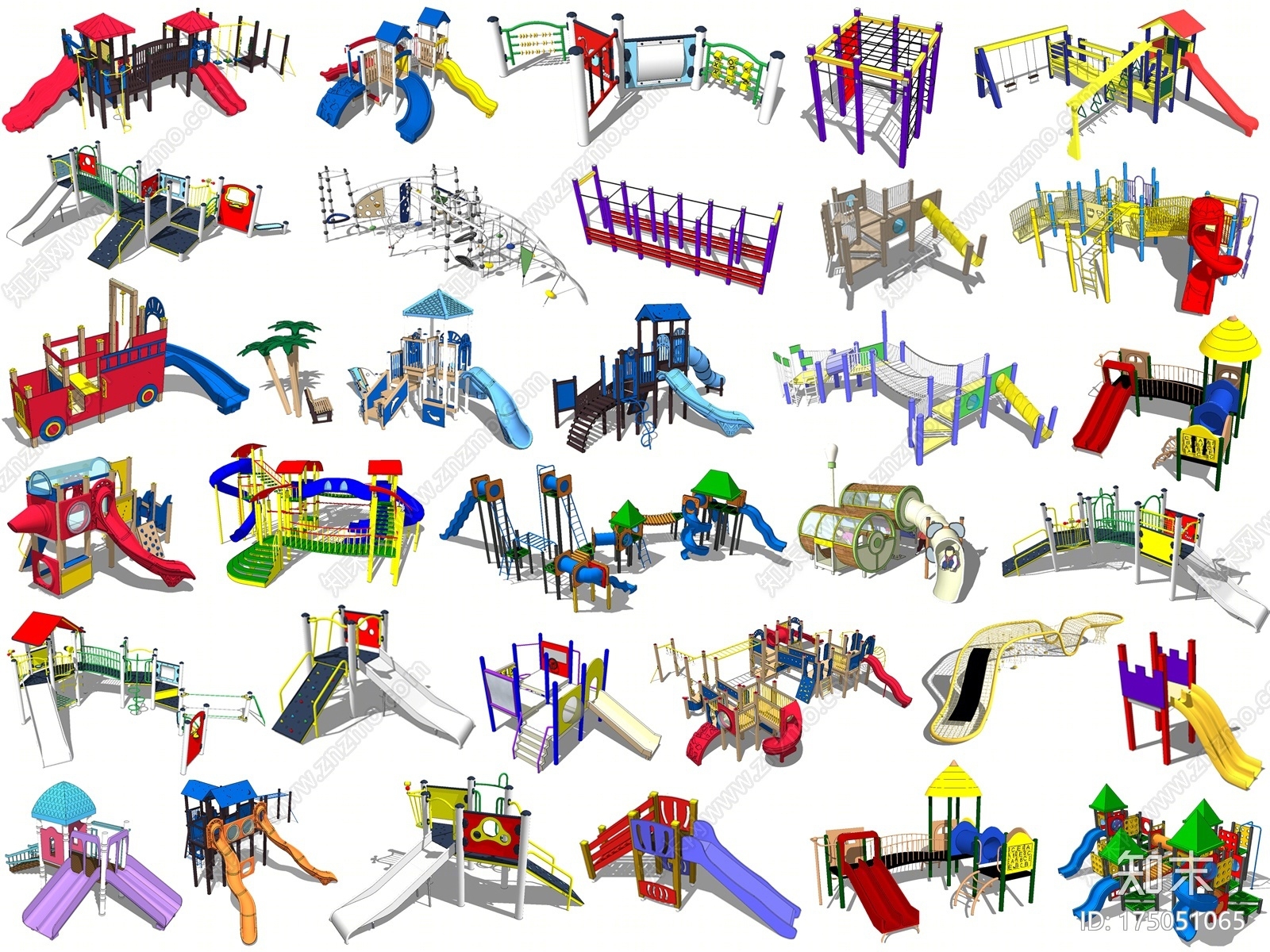 现代儿童游乐设施SU模型下载【ID:175051065】