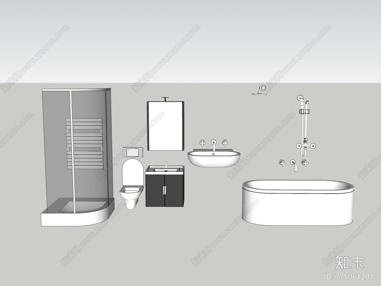 现代风格浴缸SU模型下载【ID:775061201】