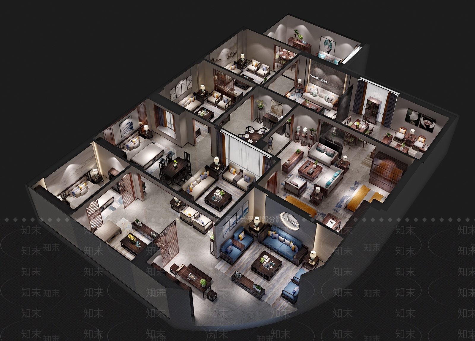 新中式家具卖场3D模型下载【ID:375061074】