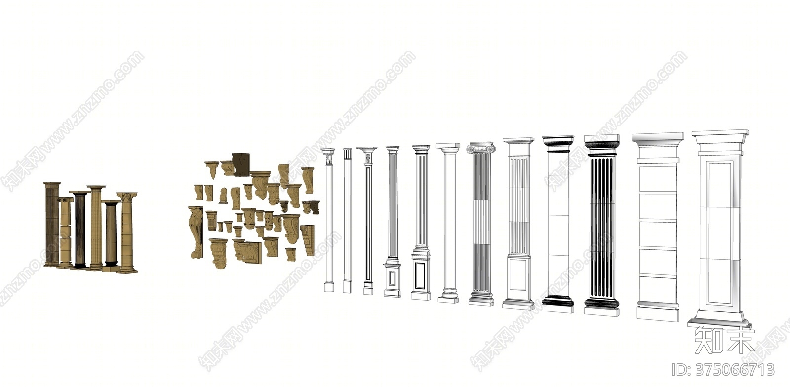 现代风格罗马柱SU模型下载【ID:375066713】