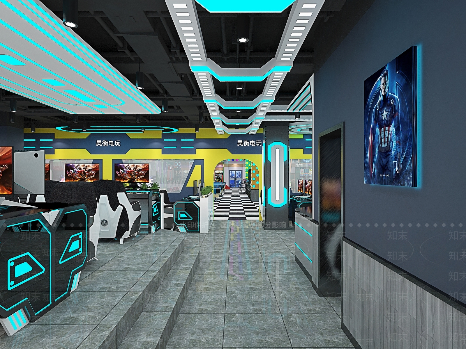 现代风格网咖3D模型下载【ID:975067253】