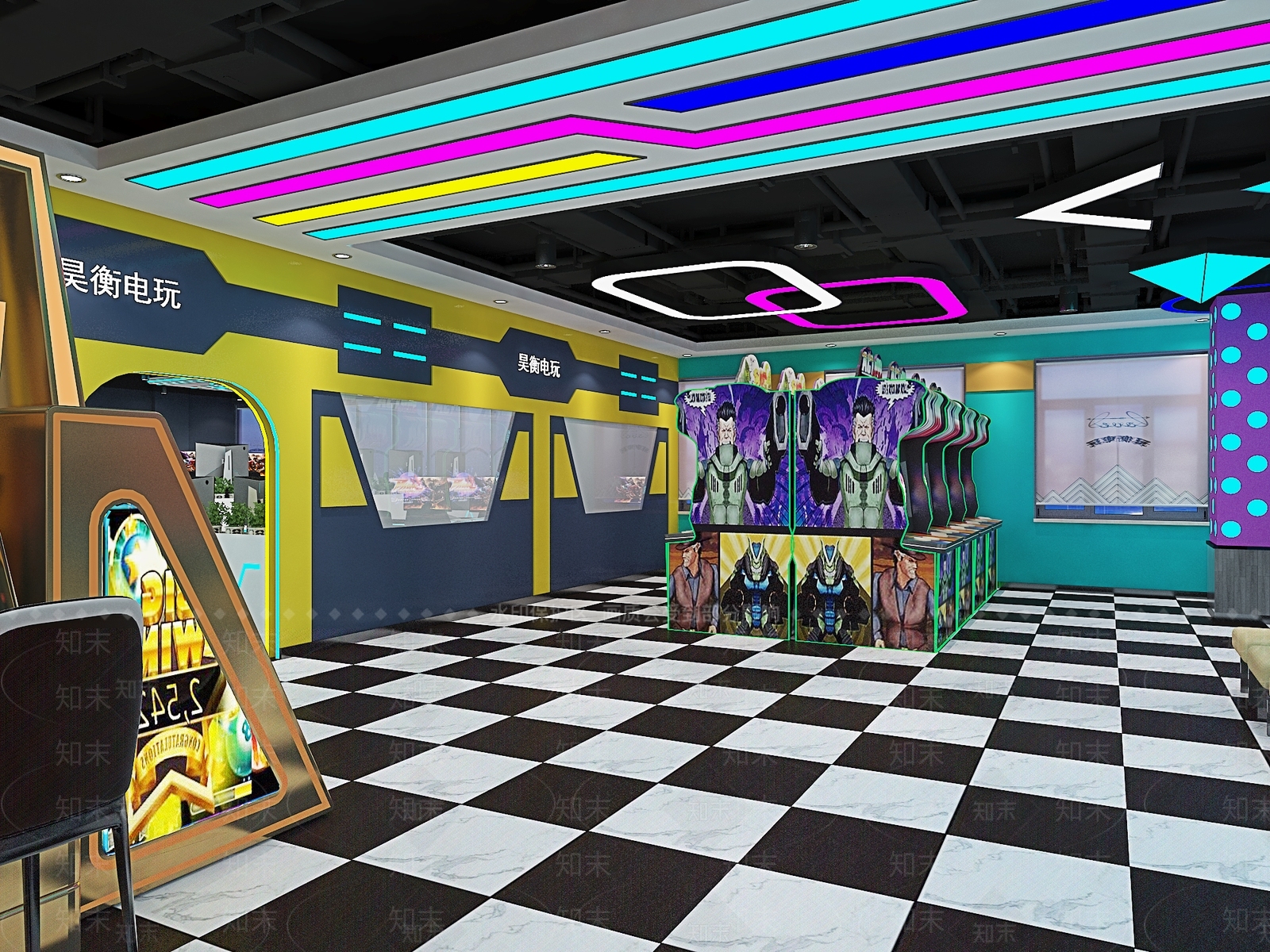 现代风格网咖3D模型下载【ID:975067253】