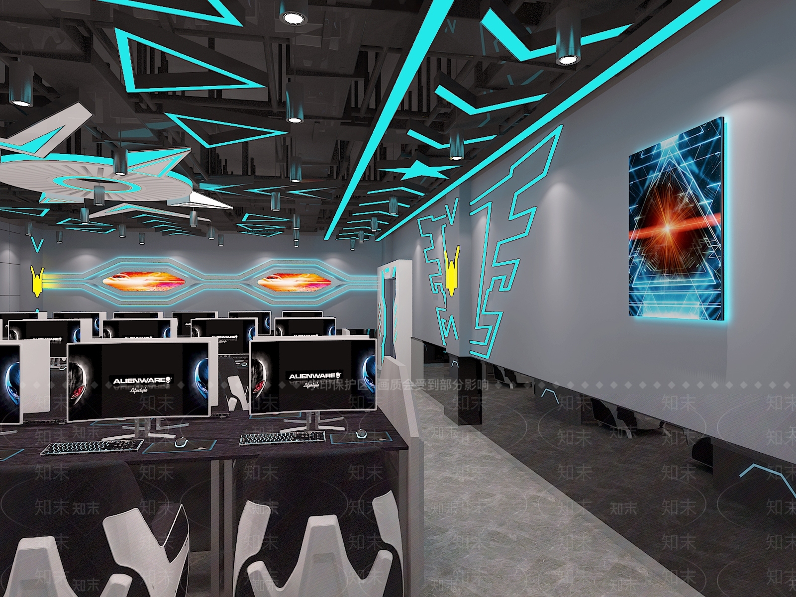 现代风格网咖3D模型下载【ID:975068218】