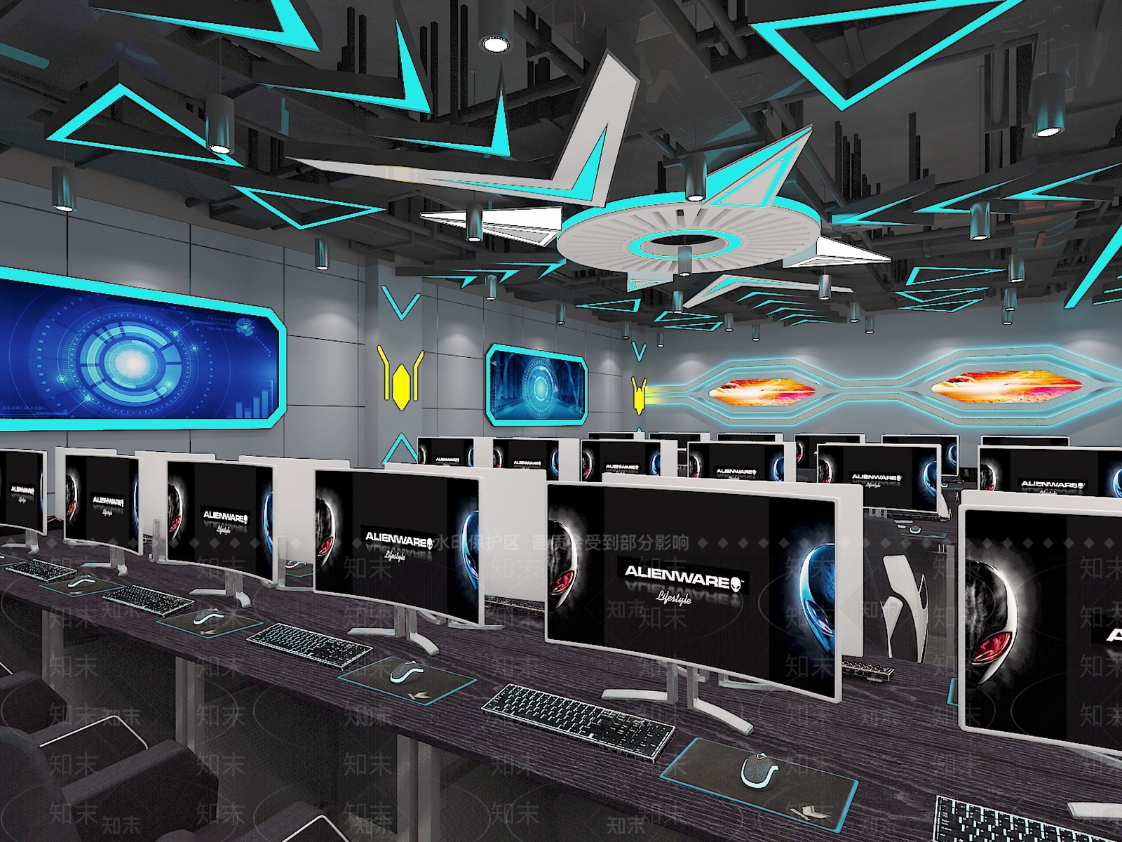 现代风格网咖3D模型下载【ID:975068218】