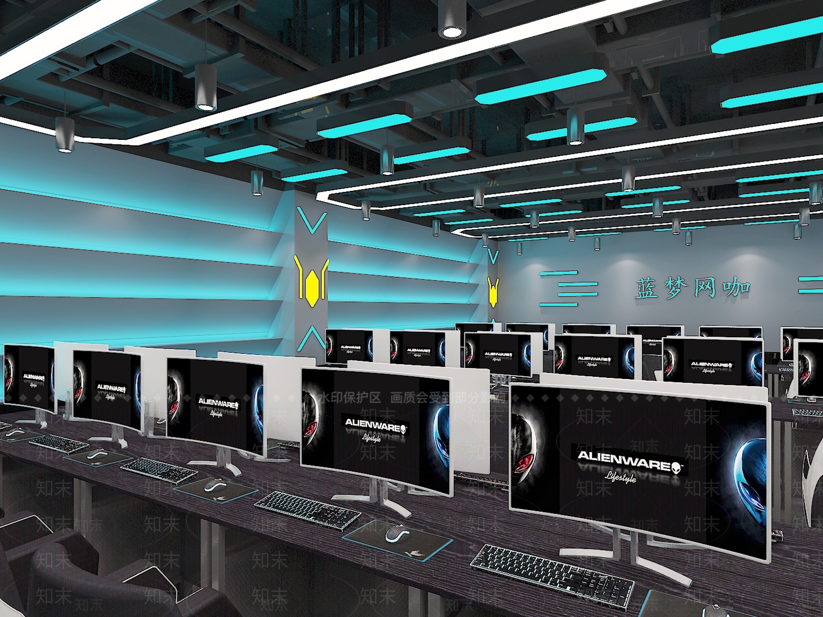 现代风格网咖3D模型下载【ID:975068218】