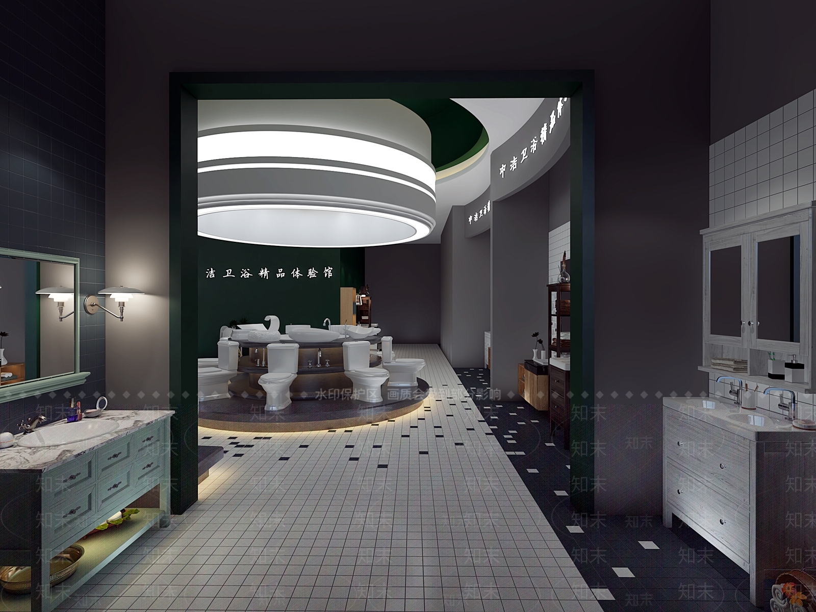 现代卫浴专卖店3D模型下载【ID:375082047】