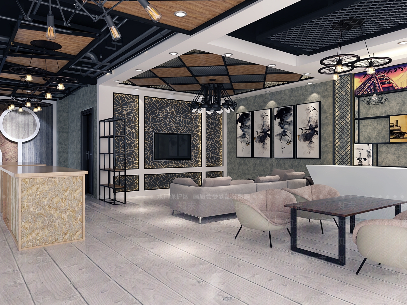 现代壁纸专卖店3D模型下载【ID:375082057】