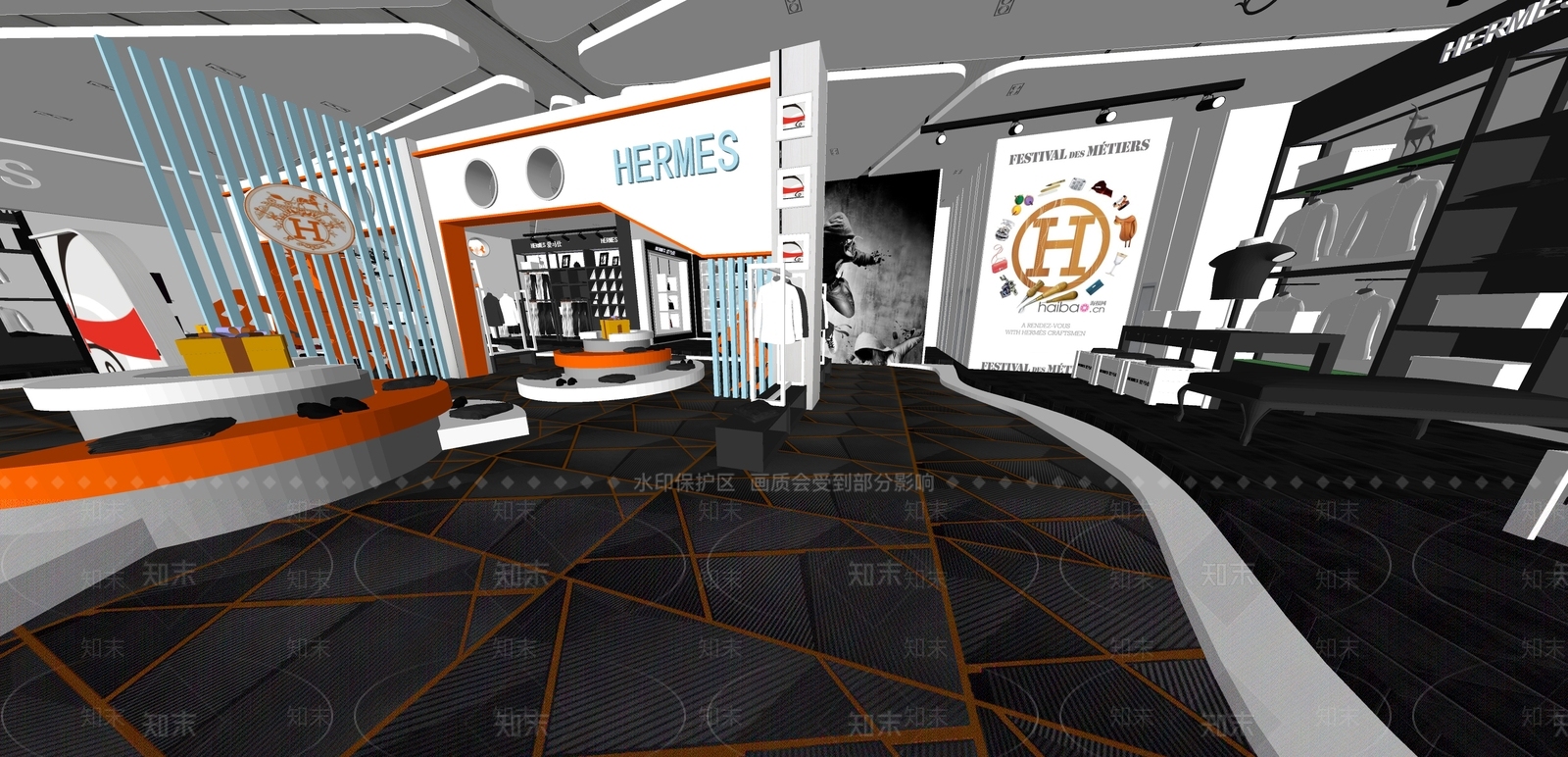 现代风格商场展区SU模型下载【ID:175085099】